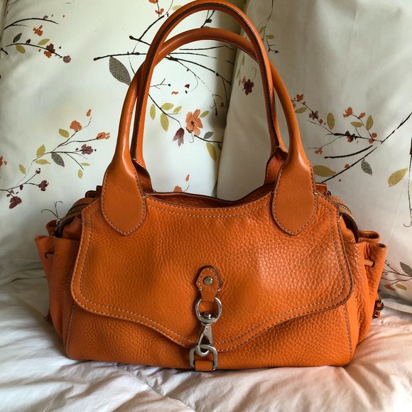 Cole Haan Orange Pebble Leather Satchel - Picture 1 of 8